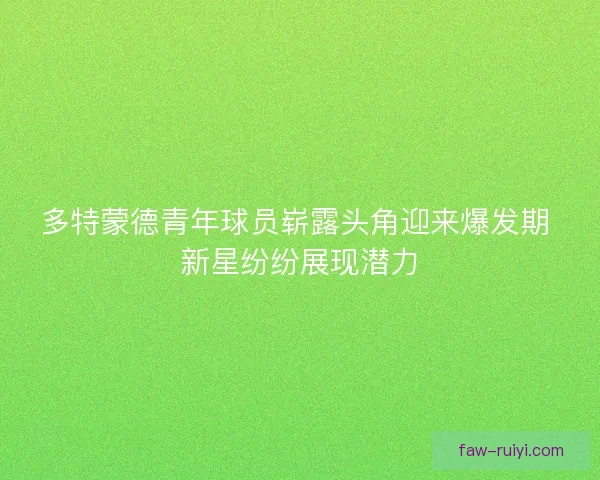 多特蒙德青年球员崭露头角迎来爆发期 新星纷纷展现潜力