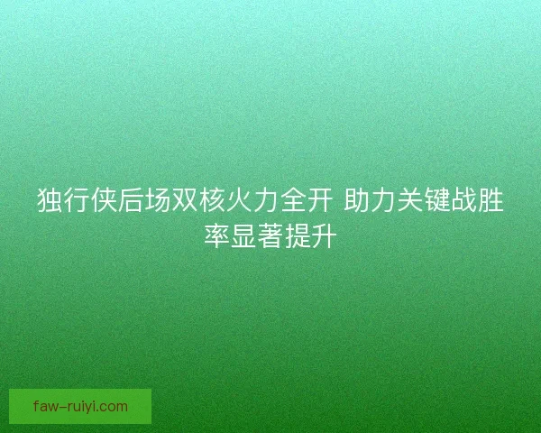 独行侠后场双核火力全开 助力关键战胜率显著提升 独行侠后场双核火力全开 助力关键战胜率显著提升